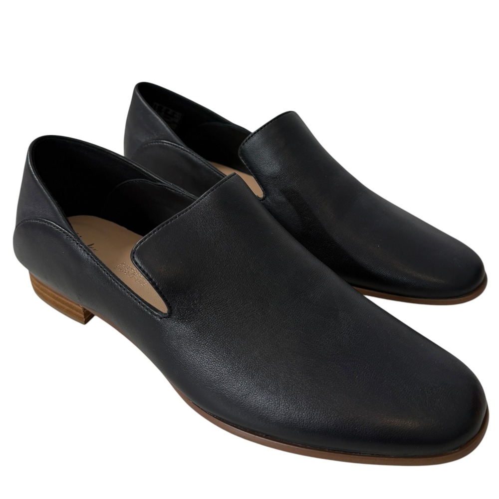 Clarks Black Leather Slip-On Loafers